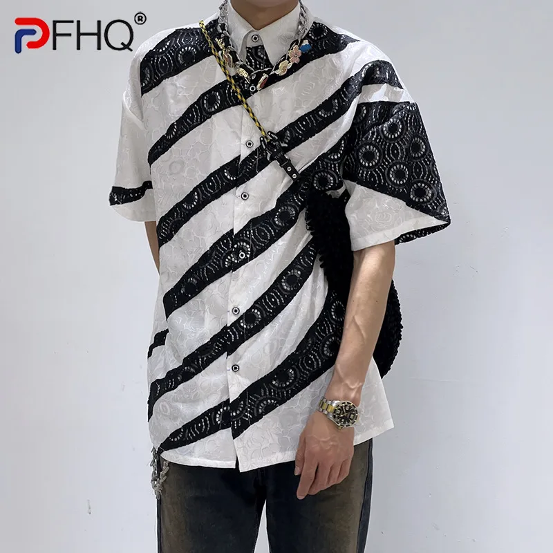 PFHQ Asymmetric Stripe Design Original Men's Casual Short Sleeve Half Tops 2023 Summer Lace Embroidery Stylish Shirt Jacquard
PFHQ Asymmetric Stripe Design Original Men's Casual Short Sleeve Half Tops 2023 Summer Lace Embroidery Stylish Shirt Jacquard