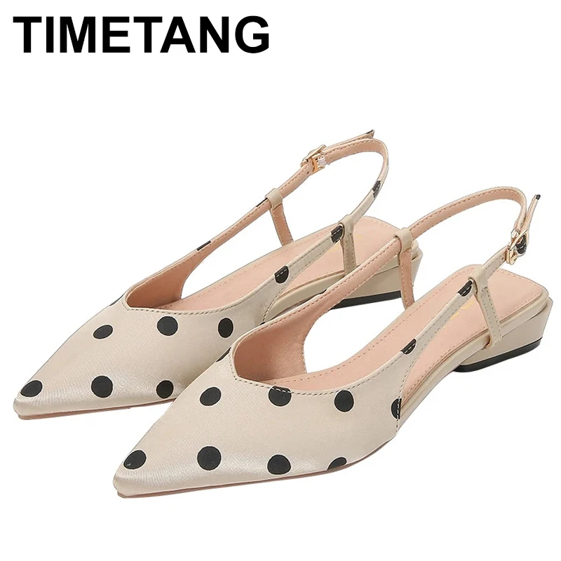 

Summer Female Sandals Shallow Mouth Fashion Polka Dot Wedge Sandals Shoes Women Pointed Toe Slingbacks Pumps Women's Shoes