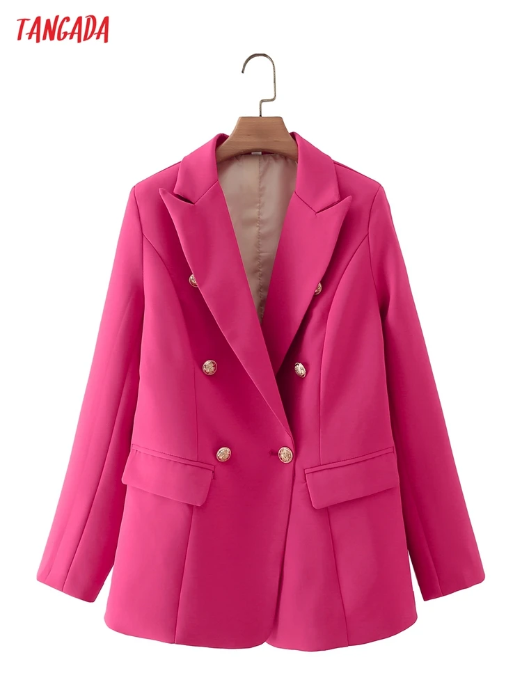 Tangada Women 2021 Solid Hotpink Blazer Coat Vintage Double Breasted Long Sleeve Female Outerwear DA216
Tangada Women 2021 Solid Hotpink Blazer Coat Vintage Double Breasted Long Sleeve Female Outerwear DA216