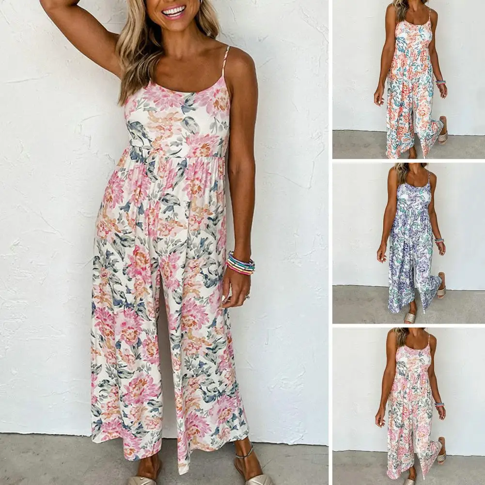 Women Jumpsuit Sleeveless High Waist Spaghetti Straps Summer Vintage Retro Floral Print Wide Leg Beach Romper Playsuit Overalls
Women Jumpsuit Sleeveless High Waist Spaghetti Straps Summer Vintage Retro Floral Print Wide Leg Beach Romper Playsuit Overalls