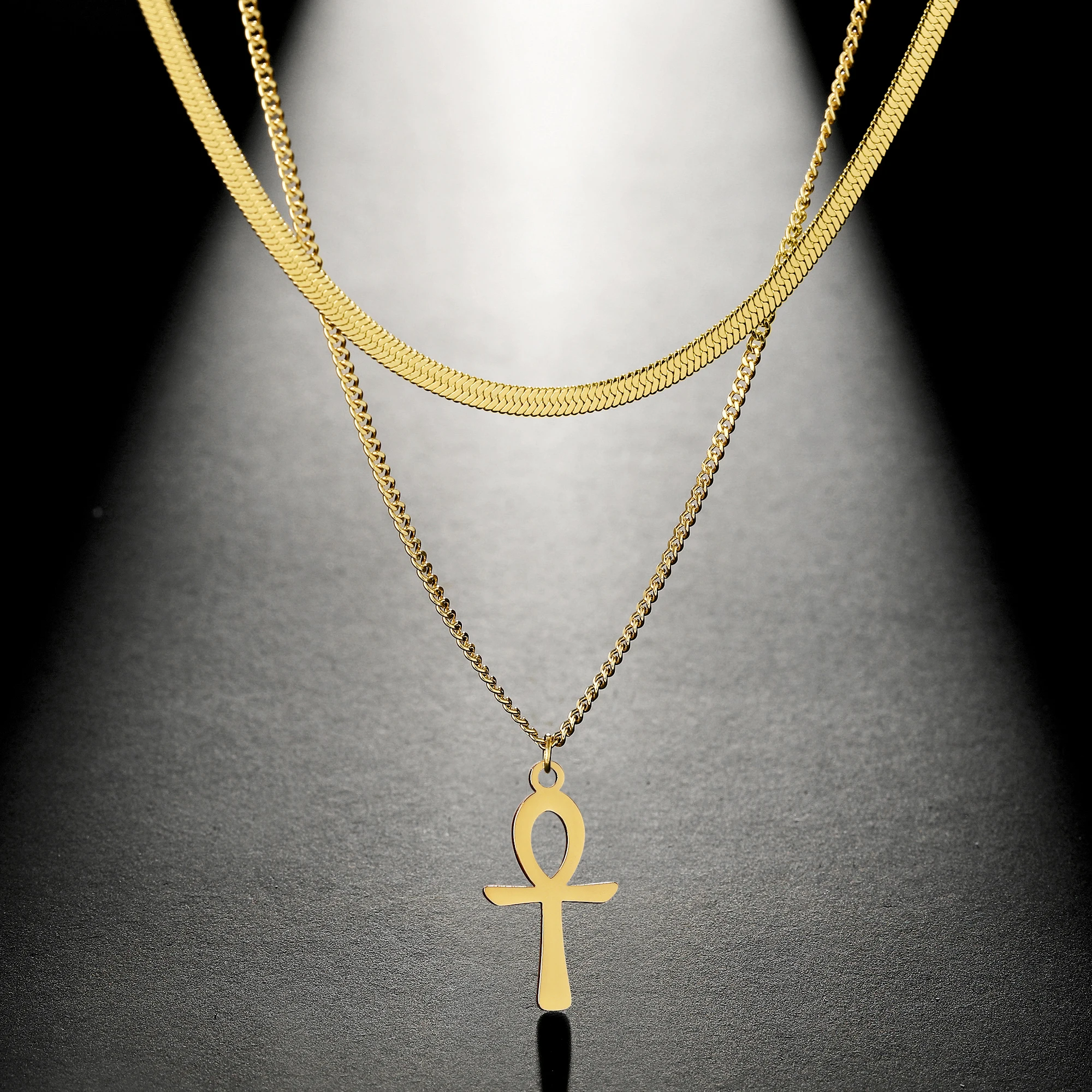 

Amaxer Retro Ankh Necklace Egyptian Cross Layered Necklaces Pendants Jewelry Vintage Crux Ansata Prayer Jewelry Amulet Gift