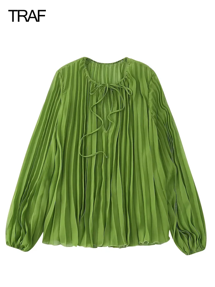 Блузка женская шифоновая с пышными рукавами, длинным рукавом и складками
Блузка женская шифоновая с пышными рукавами, длинным рукавом и складками