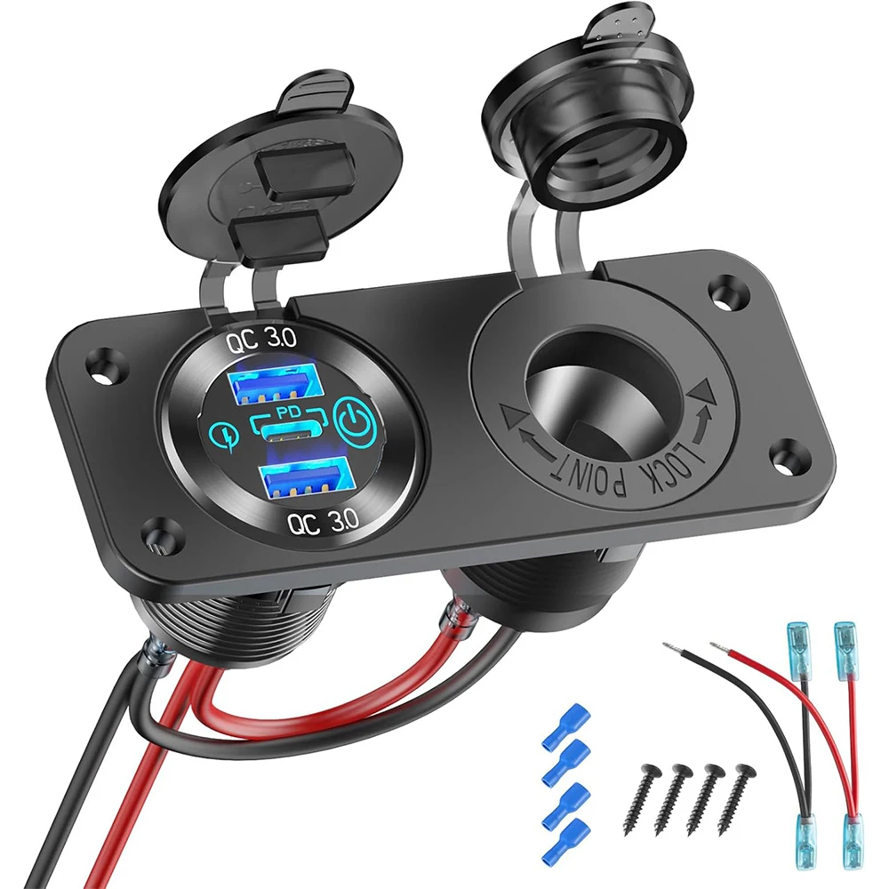 NEW 12V USB Outlet Marine Panel Dual PD3.0 & QC3.0 USB Ports Car Charger Waterproof 150W Cigarette Lighter Socket for Boat RV
NEW 12V USB Outlet Marine Panel Dual PD3.0 & QC3.0 USB Ports Car Charger Waterproof 150W Cigarette Lighter Socket for Boat RV