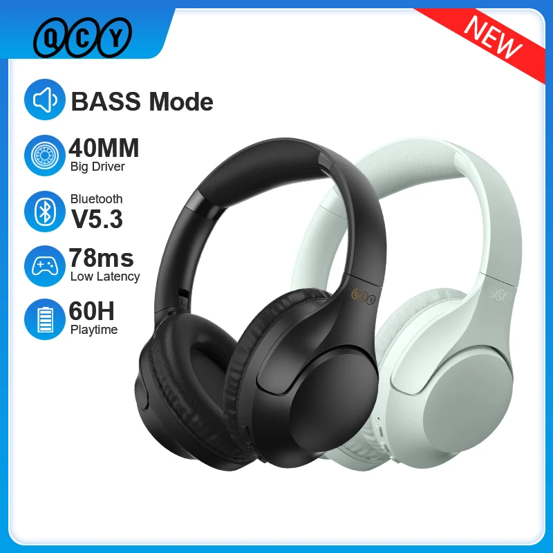 QCY H2 Wireless Headphones Bluetooth 5.3 BASS Stereo Headset 78ms Low Latency Gaming Earphones 60H Playtime Dual Device Connect
QCY H2 Wireless Headphones Bluetooth 5.3 BASS Stereo Headset 78ms Low Latency Gaming Earphones 60H Playtime Dual Device Connect