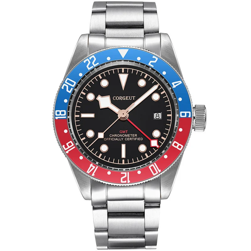 

Swiss luxyry brand 41mm Black Bay GMT waterproof sports fully automatic men's watch steel strap blue