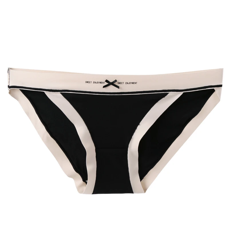

New style Triangle Briefs Ladies Cotton Crotch Seamless Breathable Low Waist Female Students Hit Color Letters Sexy Bow