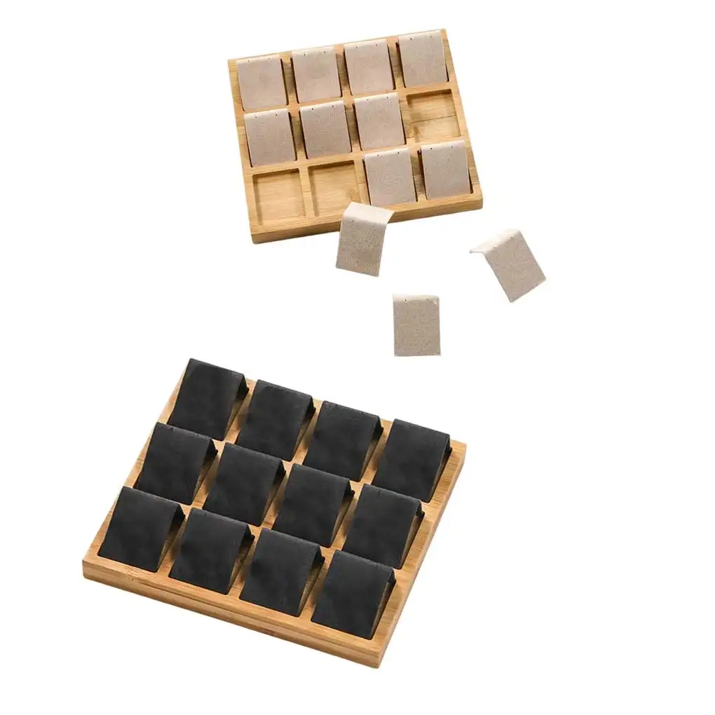 

Jewelry Tray Bamboo Props Storage Pullet Display Box Boxes Packaging Exhibition Earring Flannelette Show Practical Case