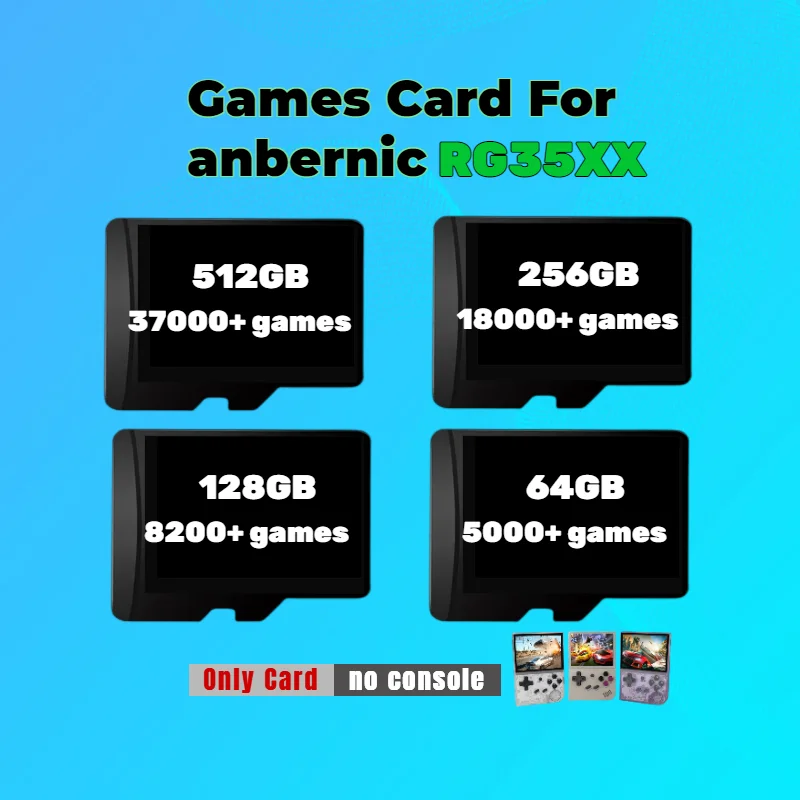 

ANBERNIC RG35xx Game Card PS1 FC GBA GBC MD SFC SMS PCENGINE MAME 512GB 37000+ Retro Classic Memory Console Video Flash Drive