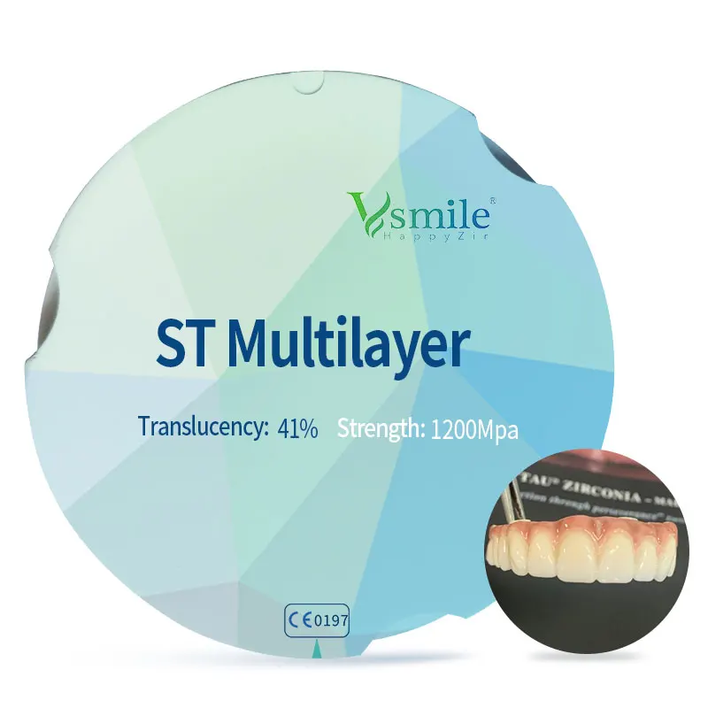 Vsmile Dental 95 мм циркониевая керамика с высокой проницаемостью, многослойный циркониевый блок для изготовления полного моста
Vsmile Dental 95 мм циркониевая керамика с высокой проницаемостью, многослойный циркониевый блок для изготовления полного моста