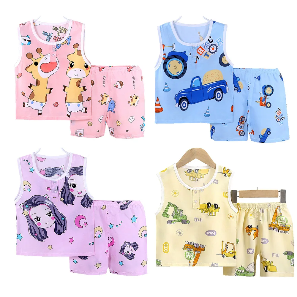 Toddler Baby cotton summer vest suit children's air-conditioned Boy Girl clothes cartoon breathable sweat-absorbing pajamas
Toddler Baby cotton summer vest suit children's air-conditioned Boy Girl clothes cartoon breathable sweat-absorbing pajamas