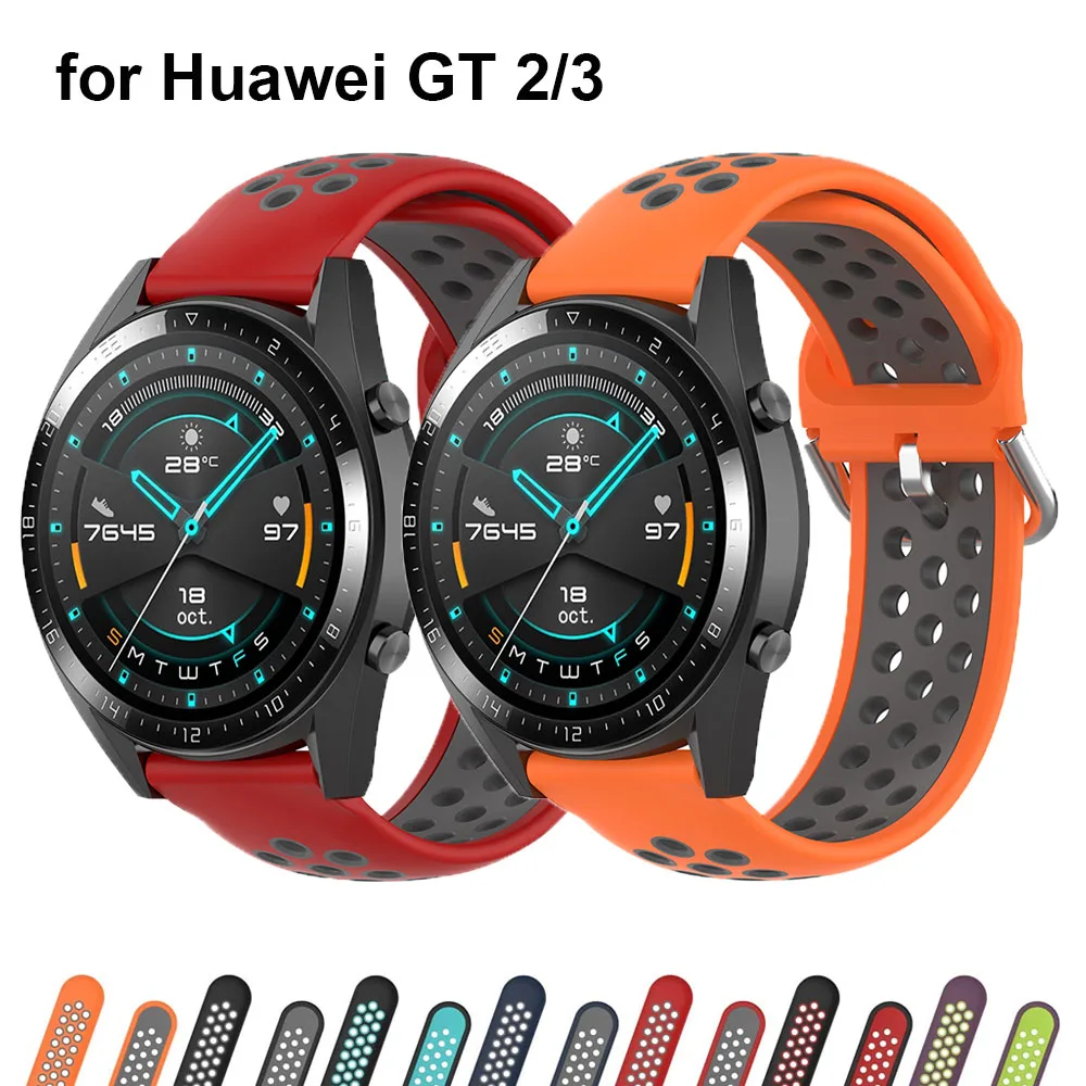 

2 Pack 20mm 22mm Bands Replacement for Huawei Watch GT 3 GT2 42mm 46mm Watchband Replacement Silicone Wristbands Watch Straps