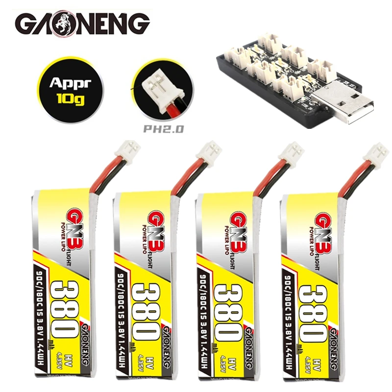GAONENG 1S 3.8V 380mAh Lipo Battery +Charger For M80S TINY6 Tiny7 Beta75S for Emax Tinyhawk Snapper7 RC Drone PH2.0 3.8V Battery
GAONENG 1S 3.8V 380mAh Lipo Battery +Charger For M80S TINY6 Tiny7 Beta75S for Emax Tinyhawk Snapper7 RC Drone PH2.0 3.8V Battery