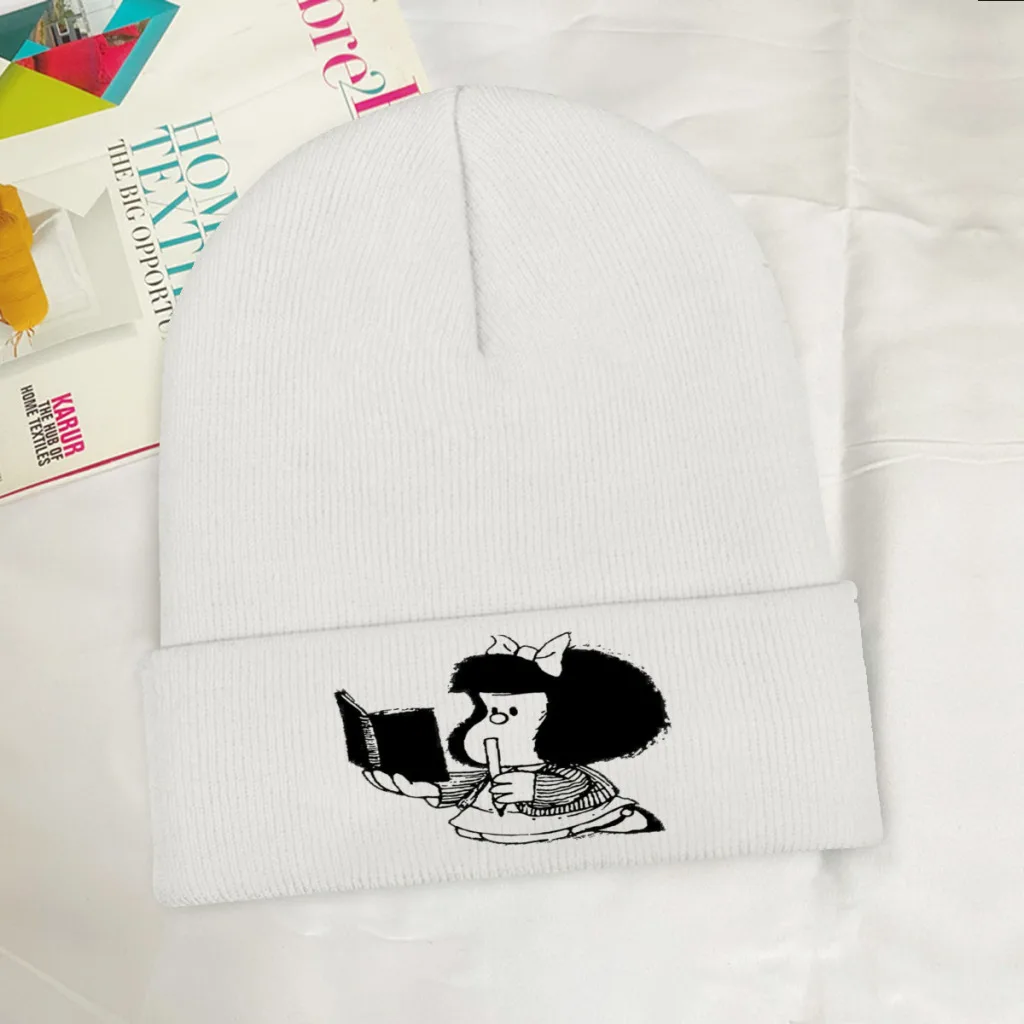 

LOOK Skullies Beanie Mafalda Quino Comics Manga Girl Knitted Bonnet Teens Warm Caps Skiing.Hiking Soft Brimless Elastic Hats