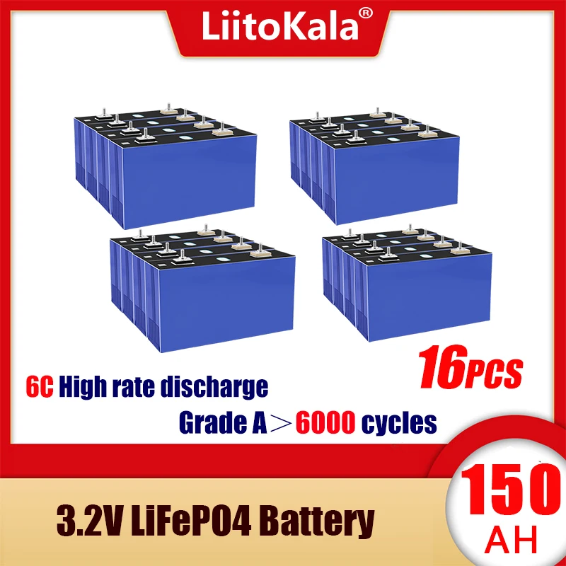 16PCS LiitoKala LiFePO4 3.2V 150AH Grade A+ Lithium Ion Battery Power Bank For Solar Panel Storage System Rechargeable
16PCS LiitoKala LiFePO4 3.2V 150AH Grade A+ Lithium Ion Battery Power Bank For Solar Panel Storage System Rechargeable