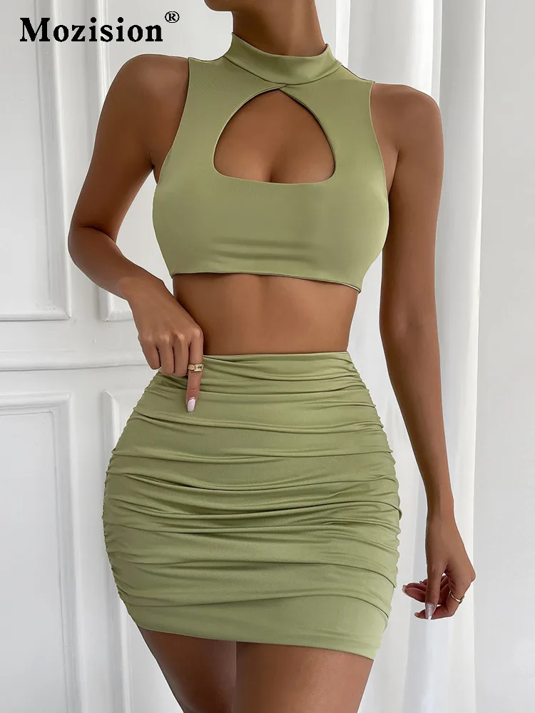 Mozision Sexy Ruched Two Piece Set For Women 2022 Summer New Hollow Out Sleeveless Crop Top And Skirt Set Female Dress Sets
Mozision Sexy Ruched Two Piece Set For Women 2022 Summer New Hollow Out Sleeveless Crop Top And Skirt Set Female Dress Sets