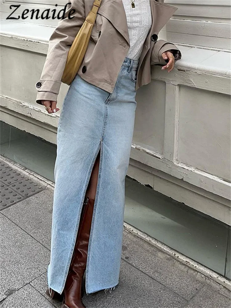 Zenaide 2023 Summer High Waist Split Skirt Y2K Bodycon Midi Women Vintage Blue Casual Denim Skirts Streetwear
Zenaide 2023 Summer High Waist Split Skirt Y2K Bodycon Midi Women Vintage Blue Casual Denim Skirts Streetwear