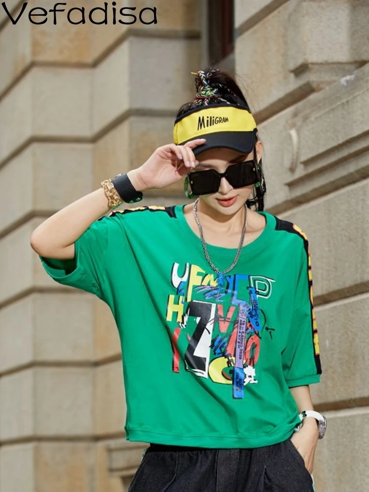 Vefadisa 2023 Summer New Casual Women Street Art Letter Print Hip-hop Style Short Sleeve Fashion Girl Loose Green T-shirt ZY1686
Vefadisa 2023 Summer New Casual Women Street Art Letter Print Hip-hop Style Short Sleeve Fashion Girl Loose Green T-shirt ZY1686