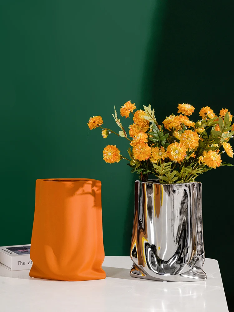 

Роскошная декоративная плиссированная ваза Morandi для гостиной, телевизора, кабинета, коридора, обеденного стола, прикроватного столика, керамический цветочный контейнер