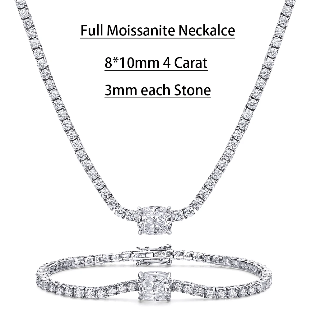 Real D Color 4 Carat 8*10mm Radiant Cutting Moissanite Necklace For Women Gift S925 Sterling Silver Tennis Bracelet Fine Jewelry
Real D Color 4 Carat 8*10mm Radiant Cutting Moissanite Necklace For Women Gift S925 Sterling Silver Tennis Bracelet Fine Jewelry