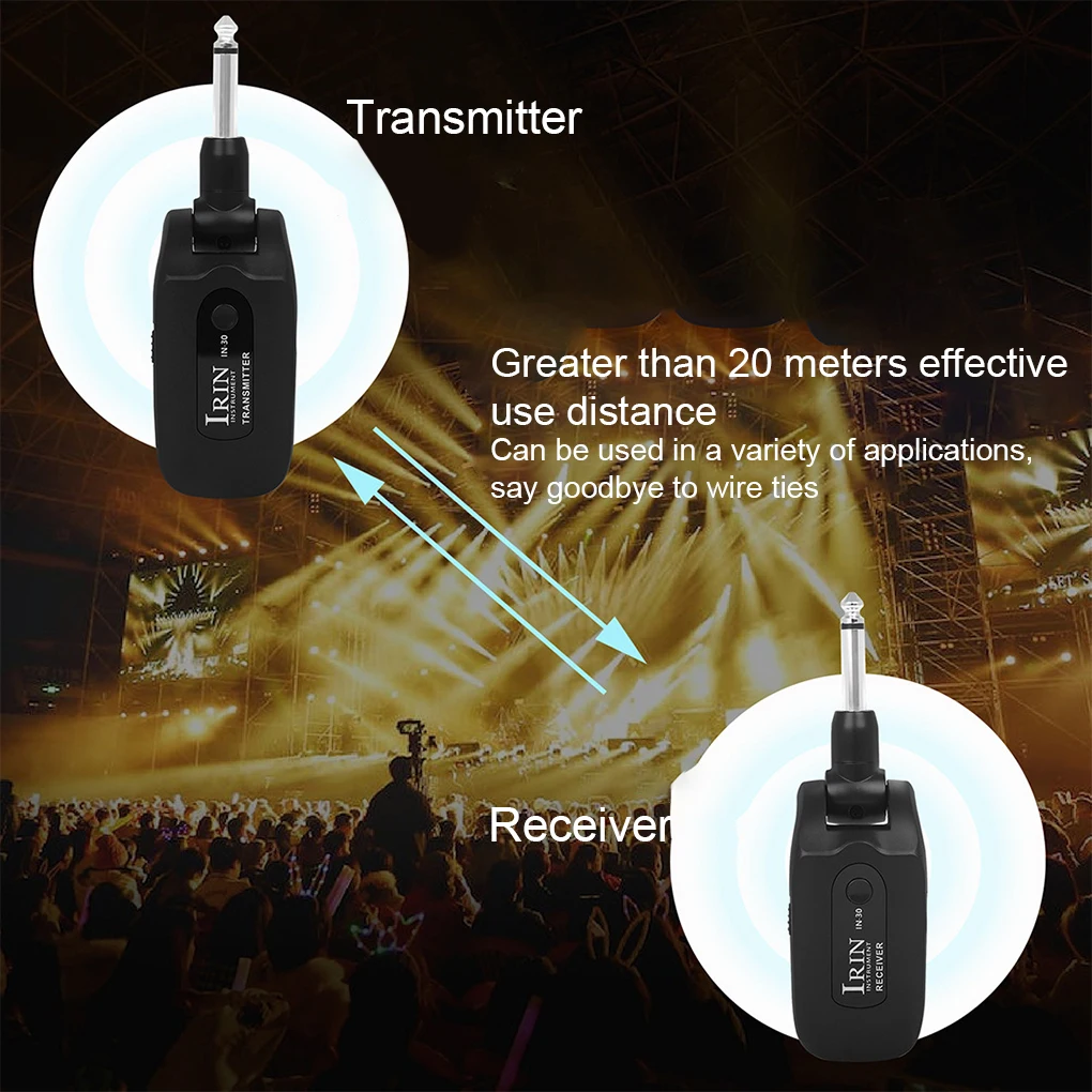 

2pcs Guitar Wireless Systems Universal 2 4GHz Rechargeable 6 Channel Audio Transmitter Receiver for Guitars Parts