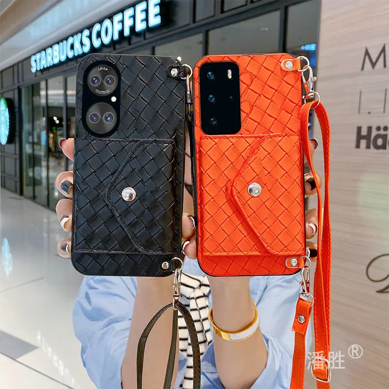 Simple Balck Woven Strap Crossbody Purse Leather Phone Case for Huawei P50 P40 P30 Pro Wallet Phone Cover Coque Bumper Coque
Simple Balck Woven Strap Crossbody Purse Leather Phone Case for Huawei P50 P40 P30 Pro Wallet Phone Cover Coque Bumper Coque