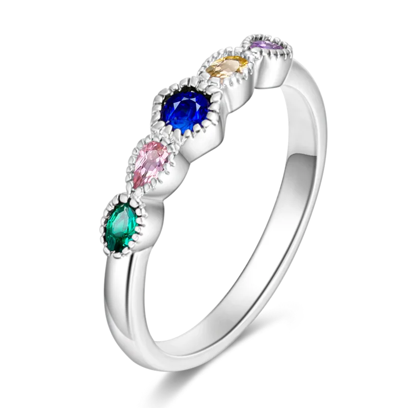 

100% 925 Sterling Silver Shining Multicolor Gem Gorgeous Men And Women's Universal Love Ring Holiday Gift KTR044