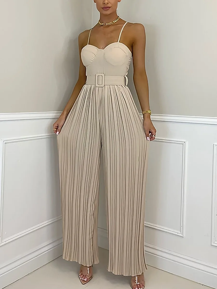 LW Cami Wide Leg Pleated Jumpsuit Sleeveless Spaghetti Strap Solid Color Classic Style One Pieces Women Fashion Streetwears
LW Cami Wide Leg Pleated Jumpsuit Sleeveless Spaghetti Strap Solid Color Classic Style One Pieces Women Fashion Streetwears