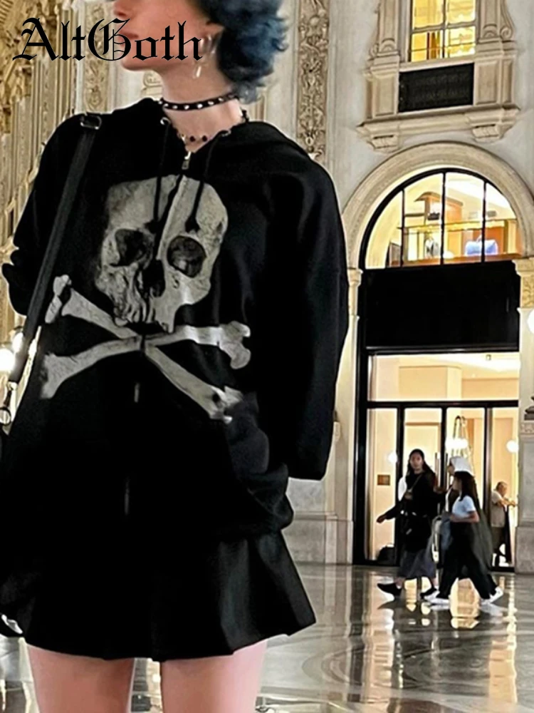 AltGoth Gothic Punk Loose Sweatshirt Women Harajuku Streetwear Cyber Y2k Grunge Skull Printed Long Sleeve Zipper Hoodie Female
AltGoth Gothic Punk Loose Sweatshirt Women Harajuku Streetwear Cyber Y2k Grunge Skull Printed Long Sleeve Zipper Hoodie Female