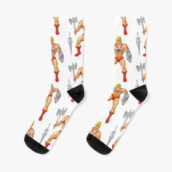 

Retro He Man The Most Powerful Man I Crew Socks Cartoon Funny Best Ladies Breathable Winter Unisex Girls Comfortable Cute