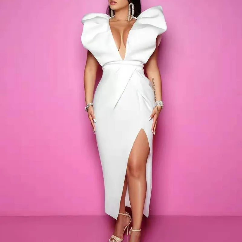 White Sexy Ruffles Backless Women Dress Elegant Deep V Neck Split 2022 Summer Party Robe Female African Nigh Club Long Vestiods
White Sexy Ruffles Backless Women Dress Elegant Deep V Neck Split 2022 Summer Party Robe Female African Nigh Club Long Vestiods