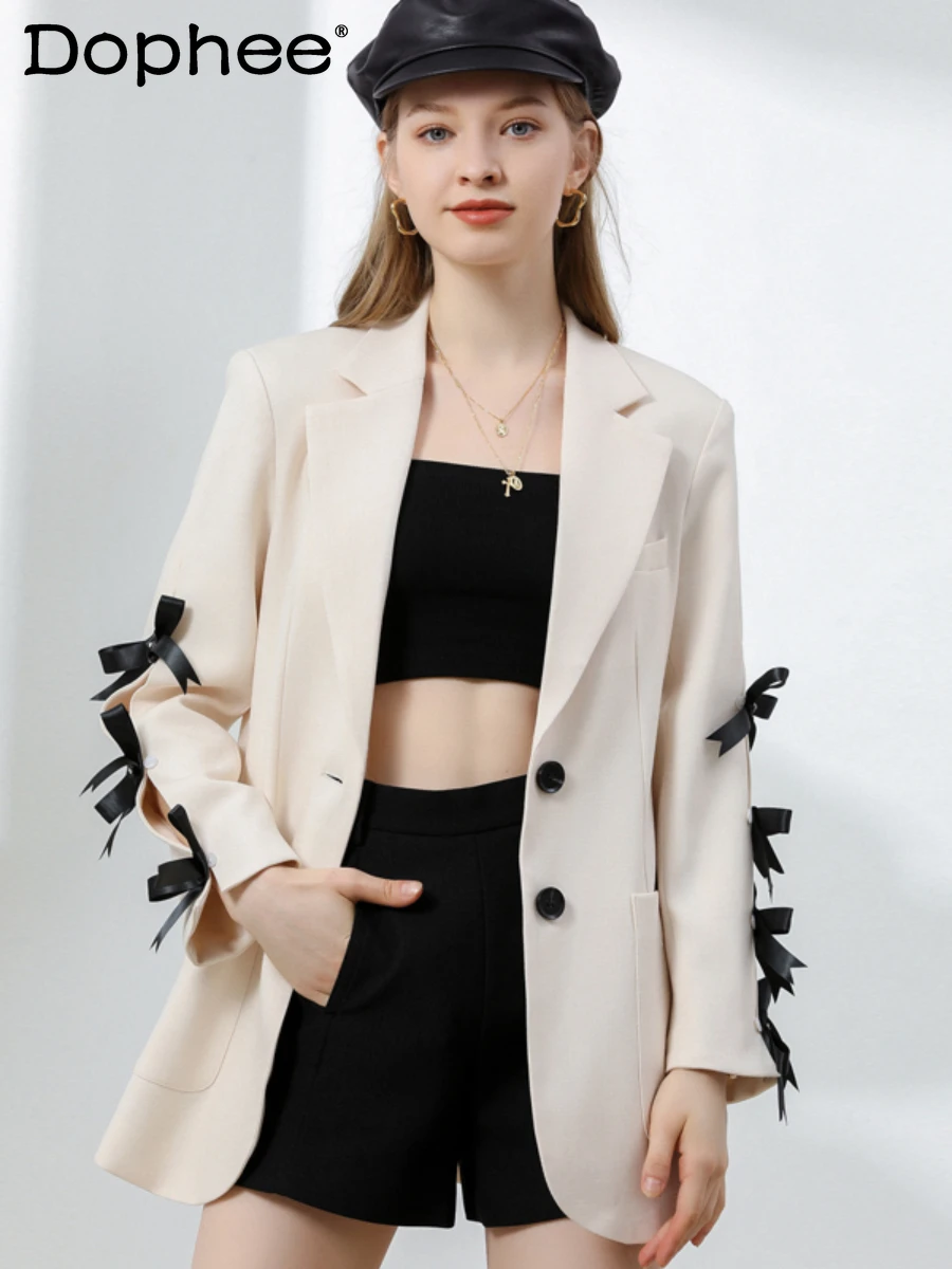 High Quality Elegant Bow Blazer Coat for Women Temperament Office Ladies Single Breasted Suit Jacket Top 2022 Spring New Clothes 
High Quality Elegant Bow Blazer Coat for Women Temperament Office Ladies Single Breasted Suit Jacket Top 2022 Spring New Clothes