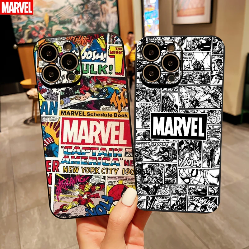 

Marvel Avengers comics Spiderman For iPhone 14 13 12 11 Pro Mini X XR XS Max 7 8 Plus Phone case Soft Cover Carcasa funda Coque