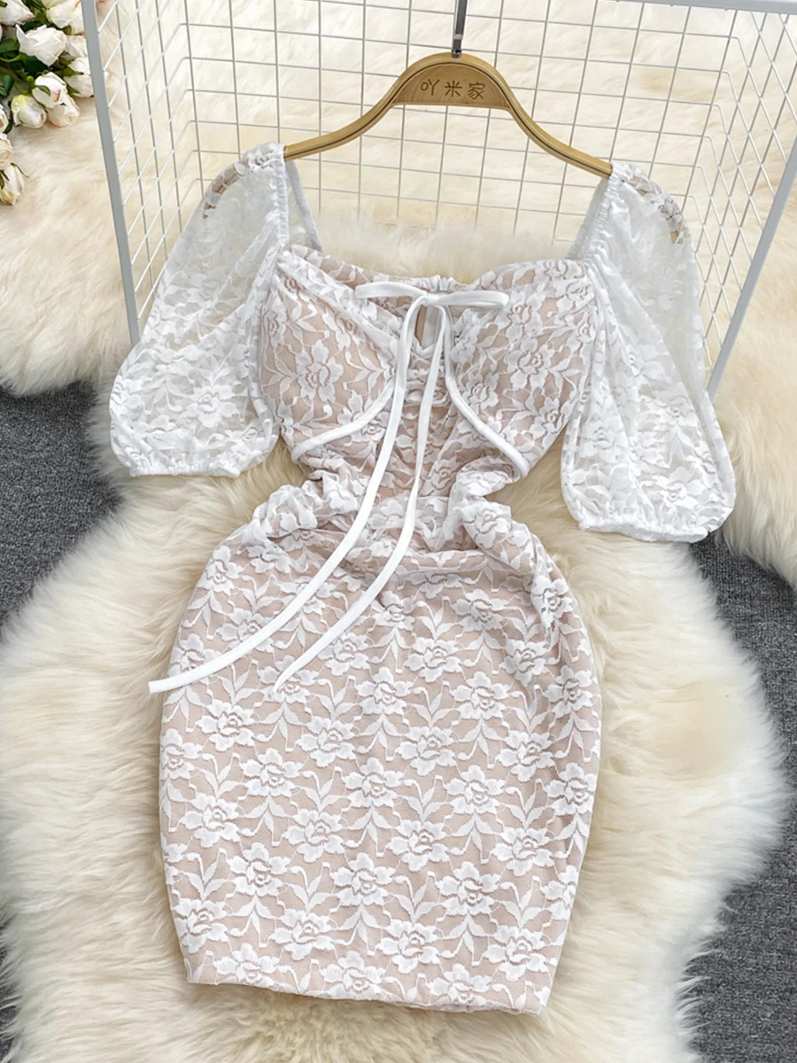 Summer Black/White Sexy Lace Bodycon Mini Dress Women Elegant Square Collar Drawstring Slim Sheath Vestidls Party Club Robe New
Summer Black/White Sexy Lace Bodycon Mini Dress Women Elegant Square Collar Drawstring Slim Sheath Vestidls Party Club Robe New