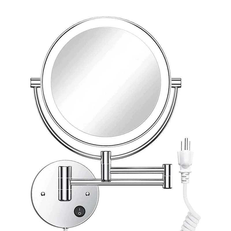 8.5 Inch LED Wall Mounted Makeup Mirror Round Double Sided 1X/10X Magnifying with Light Button 360 Swivel-Chrome US Plug
8.5 Inch LED Wall Mounted Makeup Mirror Round Double Sided 1X/10X Magnifying with Light Button 360 Swivel-Chrome US Plug