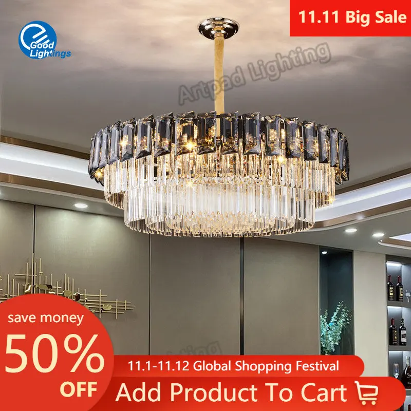 Vintage pendant lamp Luxury crystal Smoky Gray Ceiling chandelier for Living room Large lamps decorations Hanging Light Fixture
Vintage pendant lamp Luxury crystal Smoky Gray Ceiling chandelier for Living room Large lamps decorations Hanging Light Fixture