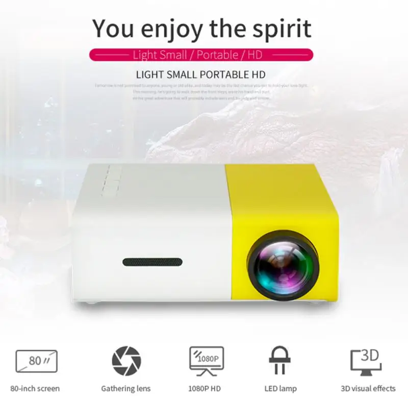 

YG300 LCD Mini Projector 1080P Full HD Pocket Projector USB AV Multi Interface Portable Smartphone Projectors Proyector