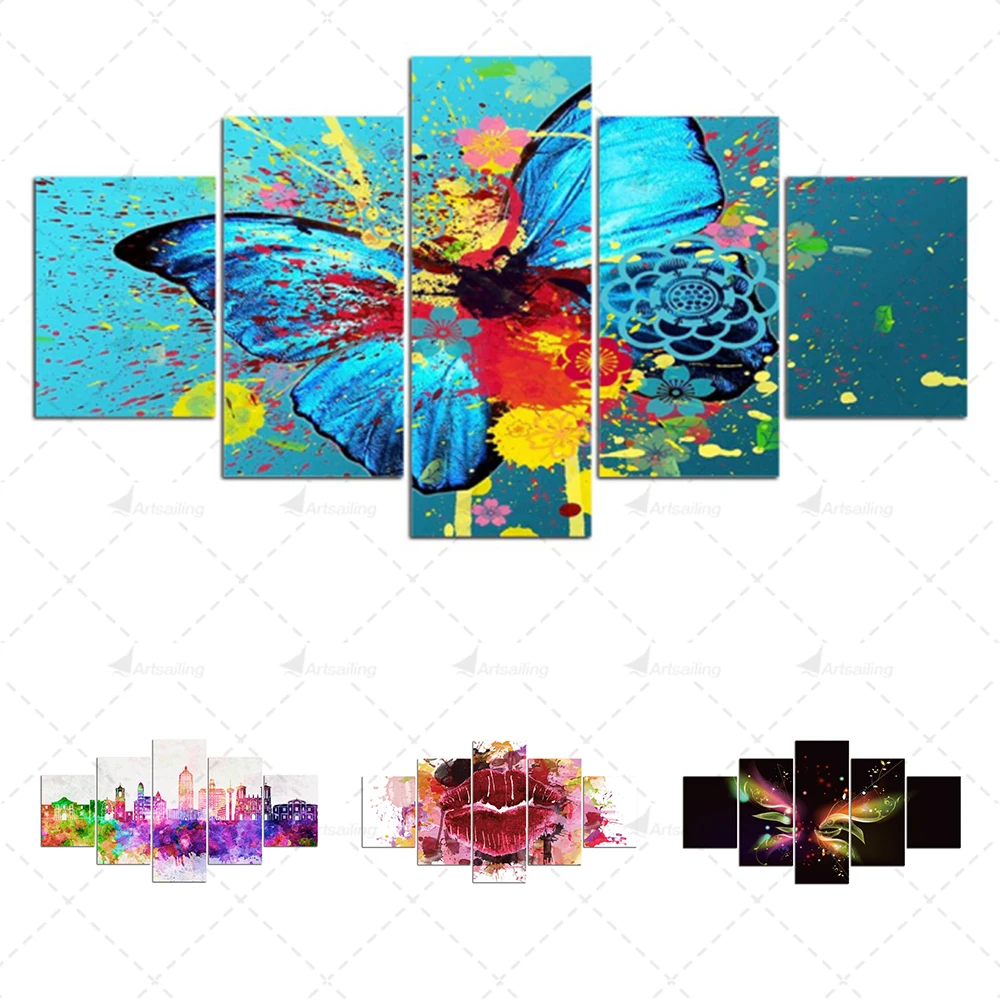 Canvas Mix Color Block Butterfly 5 Piece Poster Print Abstract Painting Wall Art Pictures For Living Room Home Decoration
Canvas Mix Color Block Butterfly 5 Piece Poster Print Abstract Painting Wall Art Pictures For Living Room Home Decoration