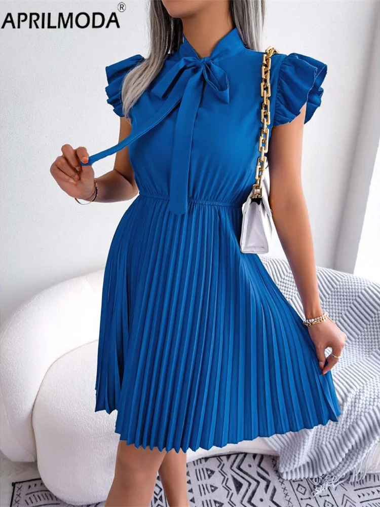 2023 Elegant Women Summer Casual Beach Sundress Short Midi Dress Soild Bow Neck Retro Vintage Flare Sleeve Pleated Mini Dresses
2023 Elegant Women Summer Casual Beach Sundress Short Midi Dress Soild Bow Neck Retro Vintage Flare Sleeve Pleated Mini Dresses