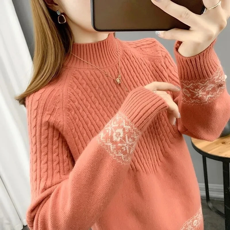 Women‘s Half Turtleneck Sweater Autumn Winter Korean Fashion Embroidery Long Sleeve Pullovers Female Casual Wild Knitted Jumper
Women‘s Half Turtleneck Sweater Autumn Winter Korean Fashion Embroidery Long Sleeve Pullovers Female Casual Wild Knitted Jumper