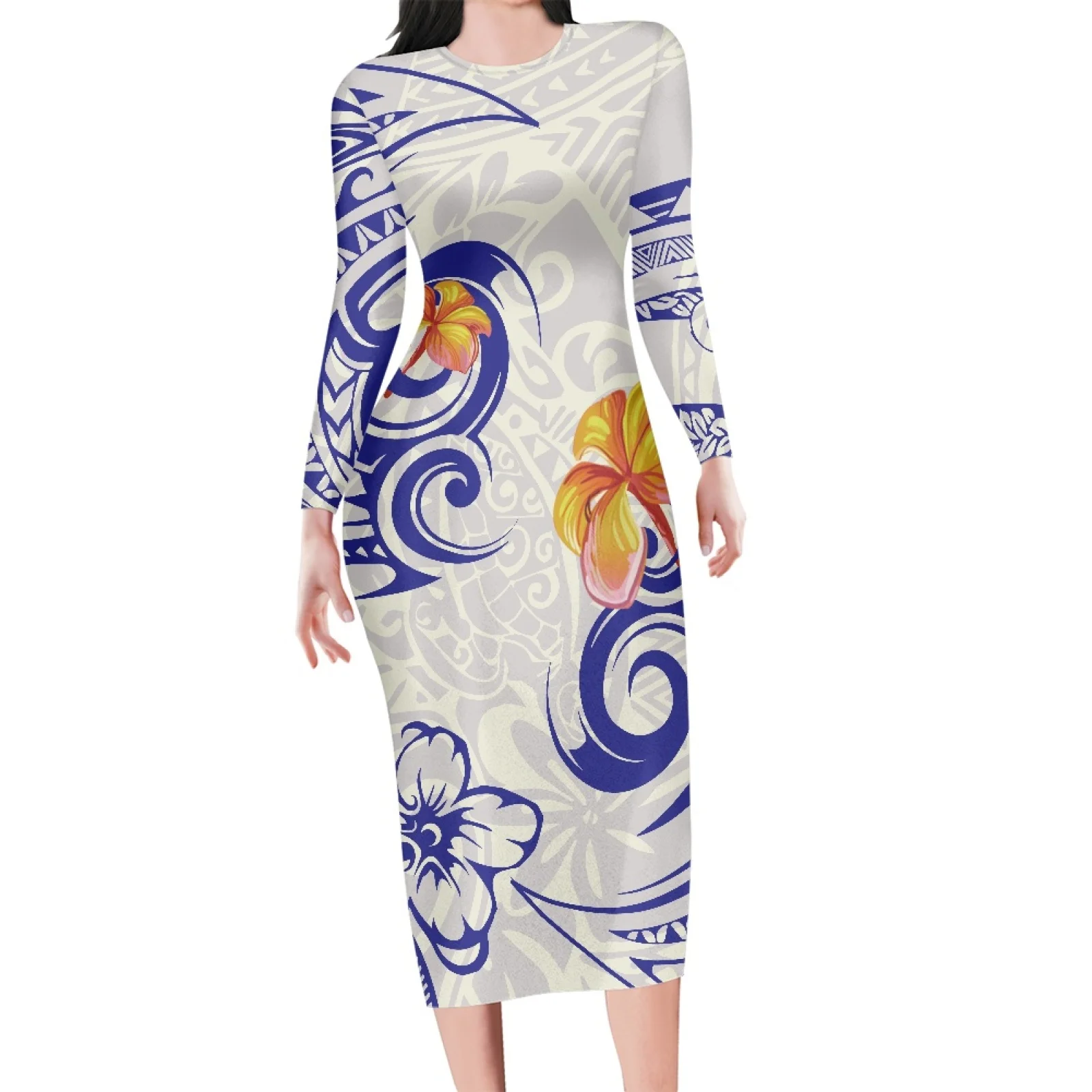 Women's Luxury Knitted Long Sleeve Dress, Polynesian Tribal, Tongan Totem, Tattoo, Floral Pattern, Summer, Casual, Round Neck
Women's Luxury Knitted Long Sleeve Dress, Polynesian Tribal, Tongan Totem, Tattoo, Floral Pattern, Summer, Casual, Round Neck