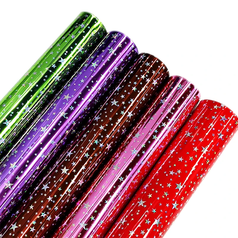 Faux Leather Holographic Sheets Star Metallic Glitter Printing Roll TPU for Handbags Hats Keychains Jewelry Bows Crafts 30*135cm
Faux Leather Holographic Sheets Star Metallic Glitter Printing Roll TPU for Handbags Hats Keychains Jewelry Bows Crafts 30*135cm