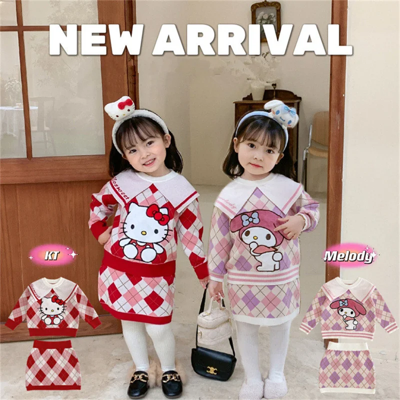 Детская одежда Hello Kitty, юбка для девочек, осенне-зимний мультяшный топ + короткая юбка, вязаный костюм, платье Mymelody, подарок на день рождения
Детская одежда Hello Kitty, юбка для девочек, осенне-зимний мультяшный топ + короткая юбка, вязаный костюм, платье Mymelody, подарок на день рождения