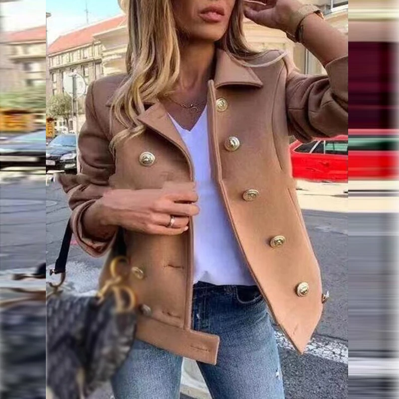 Fashion Solid Lapel Double-breasted Short Coat Autumn Casual Long Sleeve Slim Outerwear New Elegant Winter Commuter Wool Jackets
Fashion Solid Lapel Double-breasted Short Coat Autumn Casual Long Sleeve Slim Outerwear New Elegant Winter Commuter Wool Jackets