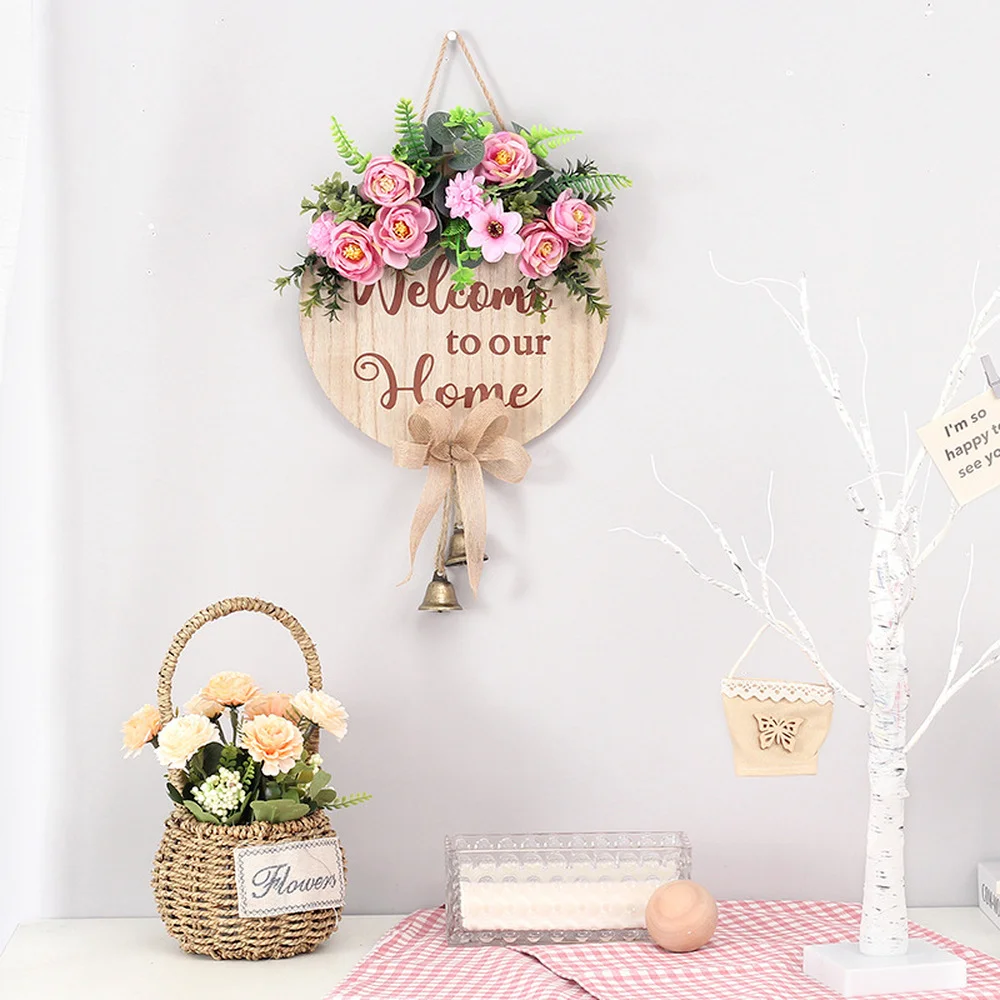 Rustic Welcome Wooden Sign Bell Door Hanging Pink Simulation Flowers Welcome Wooden Sign Home Decoration Wall Hanging
Rustic Welcome Wooden Sign Bell Door Hanging Pink Simulation Flowers Welcome Wooden Sign Home Decoration Wall Hanging