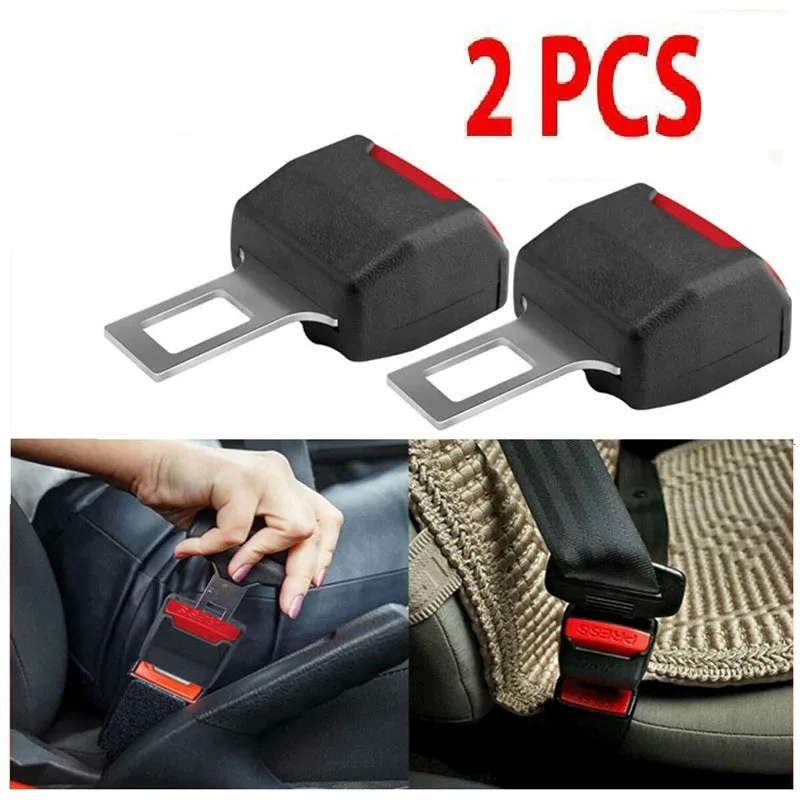 

2pc Creative Black Car Seat Belt Clip Extender ремень безопасности Safety Seatbelt Lock Buckle Plug Thick Insert Socket