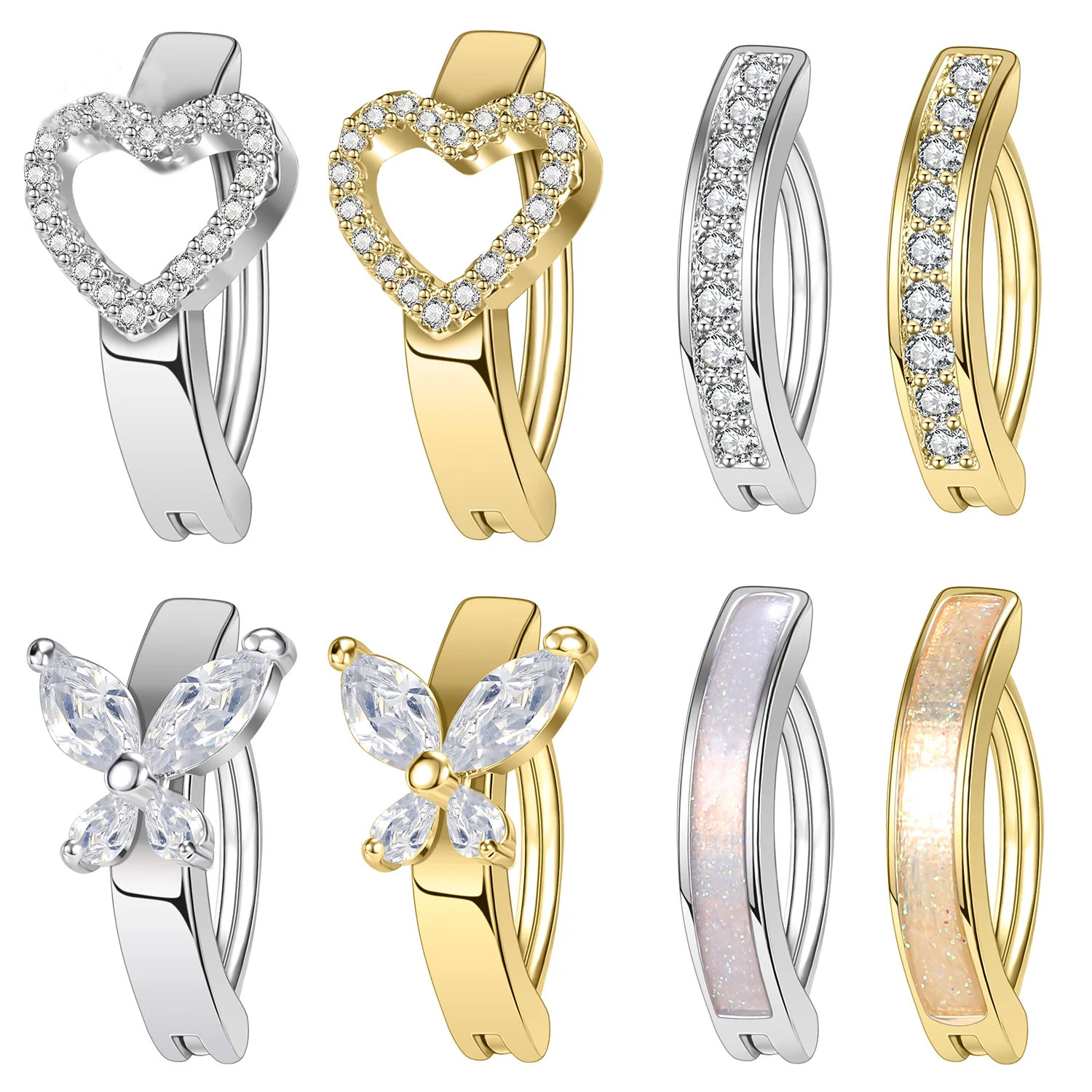 1PC 14G Butterfly Shape Zircon Clicker Belly Button Ring For Women Gold Color Reverse Curved Navel Barbell Body Jewelry 10MM
1PC 14G Butterfly Shape Zircon Clicker Belly Button Ring For Women Gold Color Reverse Curved Navel Barbell Body Jewelry 10MM