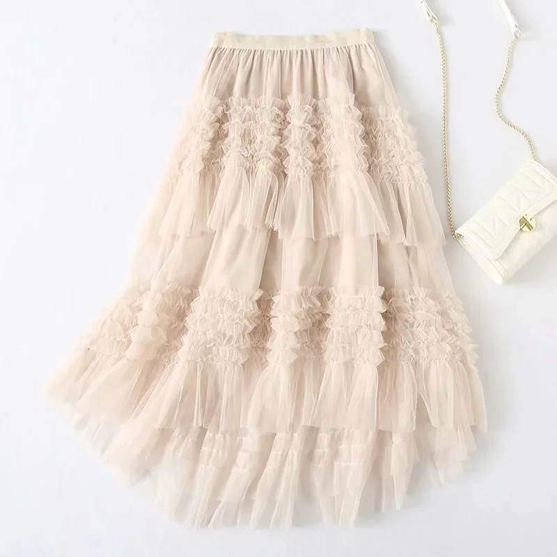 Lace Panel Pleated Skirt Women Brown Royal Style High Waist Irregular Solid Color A Line Mesh Skirts Korean Fashion Clothing Y2K
Lace Panel Pleated Skirt Women Brown Royal Style High Waist Irregular Solid Color A Line Mesh Skirts Korean Fashion Clothing Y2K