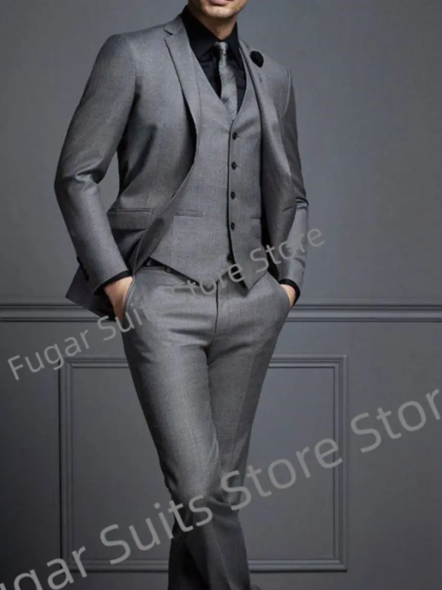 2023 Elegant Grey Wedding Mens Suit Slim Fit Notched Lapel Groom Formal Tuxedos 3 Pieces Sets Business Male Blazer Costume Homme
2023 Elegant Grey Wedding Mens Suit Slim Fit Notched Lapel Groom Formal Tuxedos 3 Pieces Sets Business Male Blazer Costume Homme