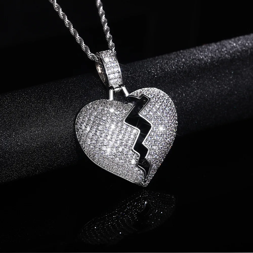 

Ожерелье с подвеской в виде сердца, украшение в стиле хип-хоп для женщин и мужчин, микро-ПАВЕ, циркониевый камень, подвеска в подарок