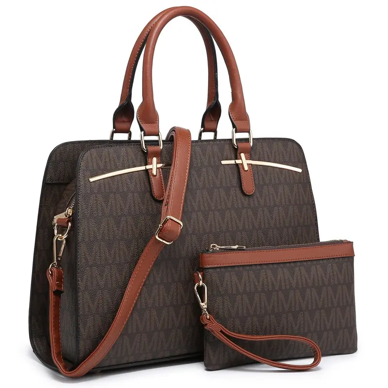 

Женская сумка-тоут, большая офисная сумка через плечо, винтажный рабочий портфель, комплект из 2 портмоне
